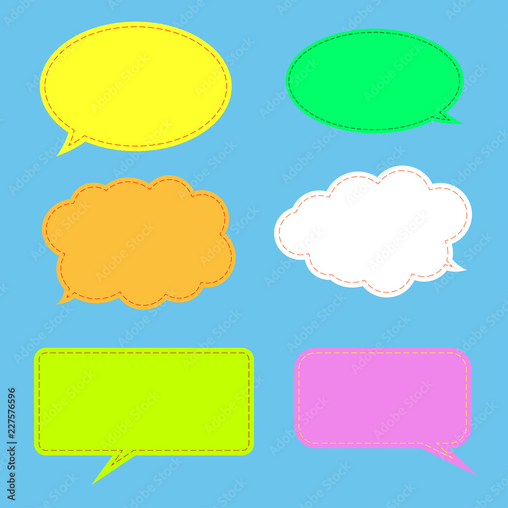 Vector set of stickers of speech bubbles. Blank empty speech bubbles Vector set of stickers of speech bubbles. Blank empty speech bubbles