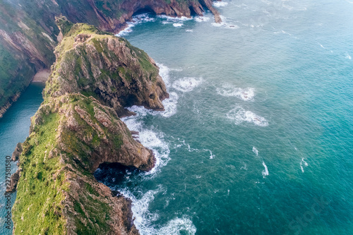 Aerial view of a rocky cliffs