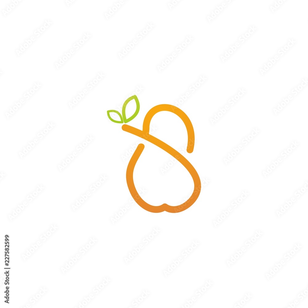 Obraz premium Pear Fruit Outline Nutrition Organic Abstract Icon Logo Design Template Element Vector