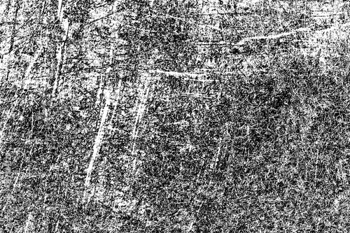 Texture of scratches, cracks, dust, chips, scuffs. Abstract monochrome grunge background. Vintage black and white surface. Vector dark dirty pattern