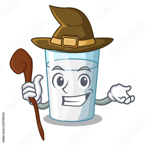 Witch fresh milk glass in cartoon table