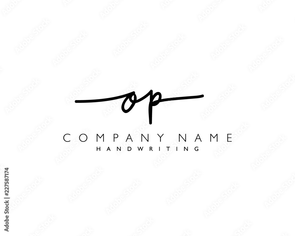 Fototapeta premium O P Initial handwriting logo