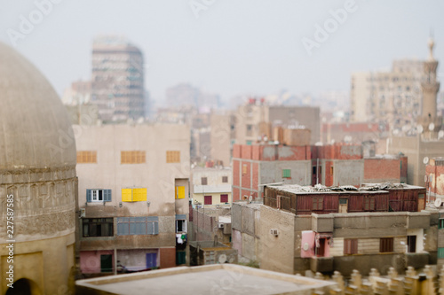 middle eastern cityscape with tilt shift lens photo