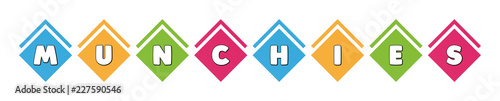 Fotografia Munchies - typography in multi-colored boxes on white background