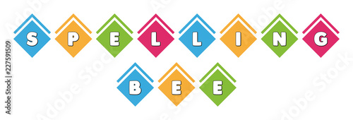 Canvas Print Spelling Bee - typography in multi-colored boxes on white background