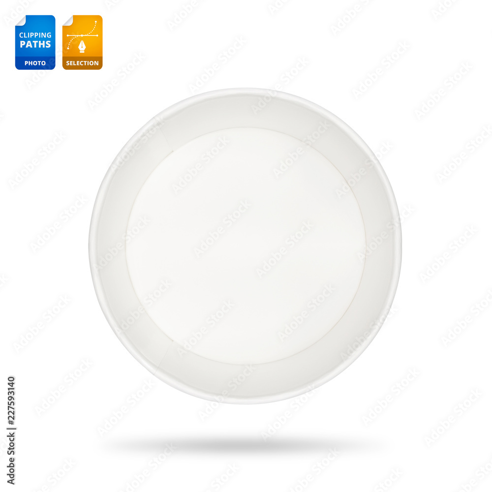 Paper bowl isolated on white background. Template of blank bowl for ...