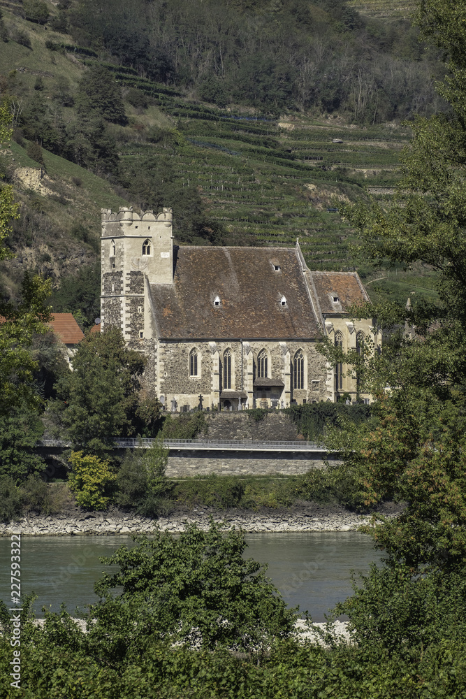 Church of St. Michael in Mosinghof over the river Danube, Wachau, Lower Austria Church of St. Michael in Mosinghof over the river Danube, Wachau, Lower Austria