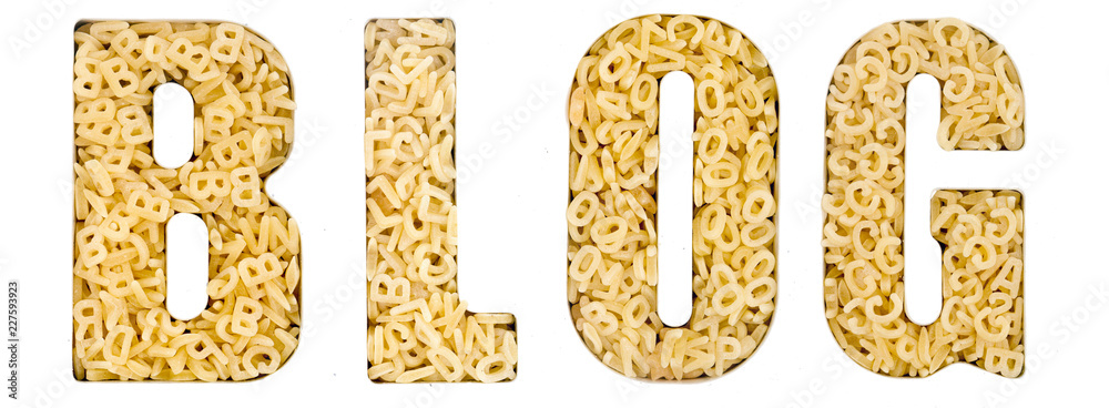 the word BLOG made up from alphabet pasta macro i the word BLOG made up from alphabet pasta macro i