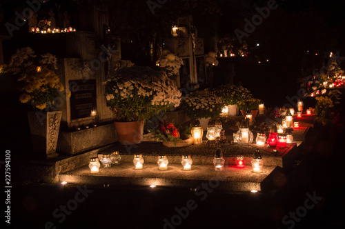 Candles for All Souls' Day in the cemetery