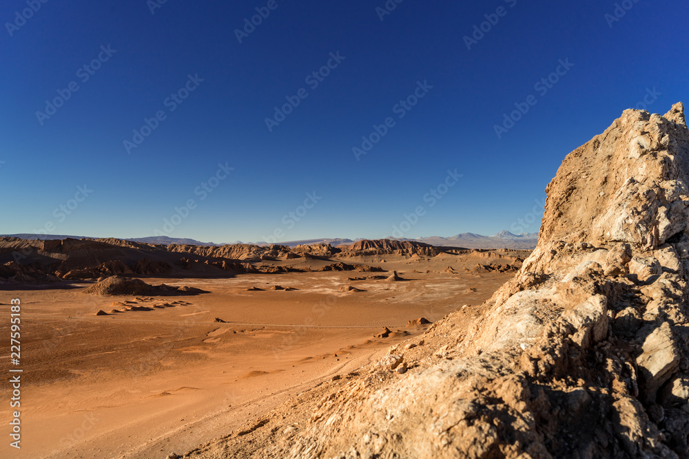atacama desert, valle de marte, sand and sun landscape that look like mars