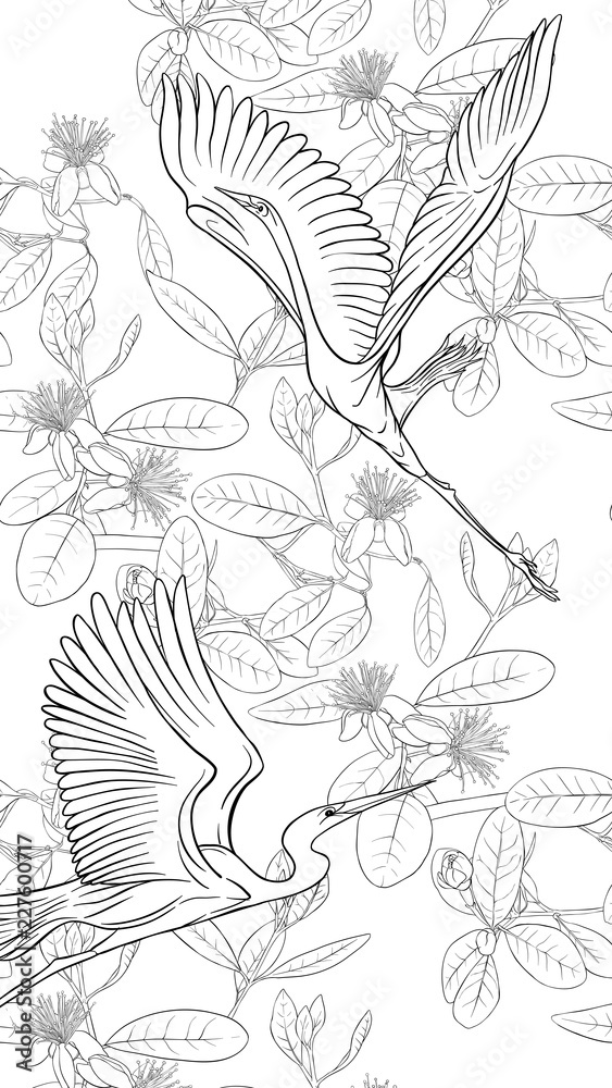Fototapeta premium Pattern, background with with feijoa flowers