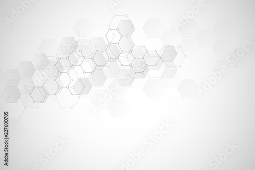 Molecular structure and chemical elements. Abstract molecules background. Science and digital technology concept. Vector illustration for scientific or technological design.