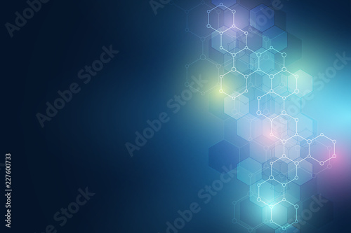 Molecular structure and chemical elements. Abstract molecules background. Science and digital technology concept. Vector illustration for scientific or technological design. © berCheck