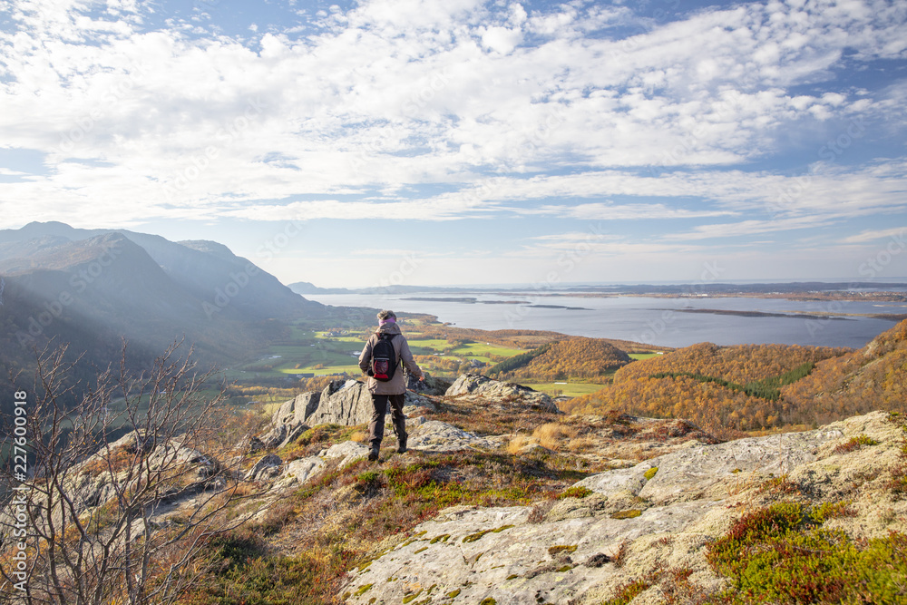 Happy hiking on the Skomo mountain in Bronnoy municipality Northern Norway
