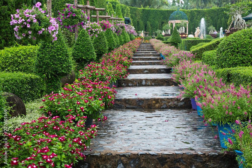 Beautiful stone walkway in the park. Beautiful stone walkway in the park.