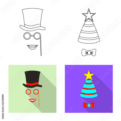 Isolated object of party and birthday icon. Set of party and celebration stock symbol for web.
