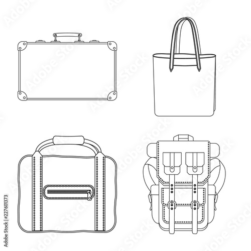 Vector illustration of suitcase and baggage logo. Collection of suitcase and journey stock vector illustration.