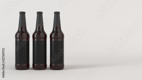 Mock up of tall beer bottles with blank labels