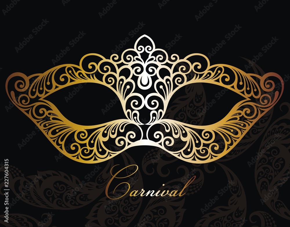 Golden carnival mask.Concept design Golden carnival mask.Concept design
