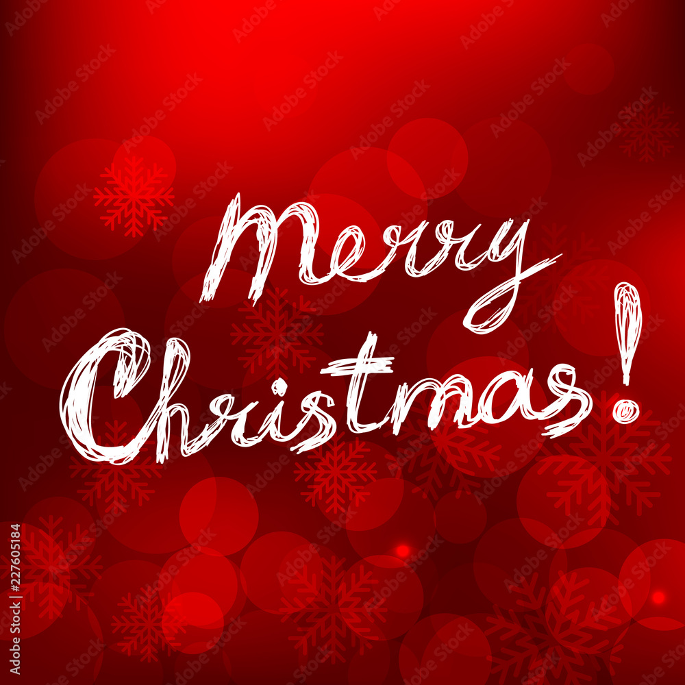 Merry Christmas card with text on red background