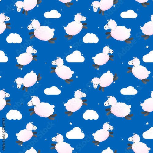 White sheeps. Seamless background. Vector illustration