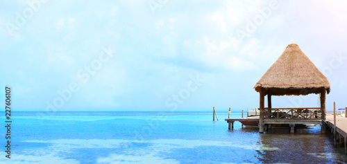 Jetty in Caribbean sea, Cancun, Mexico