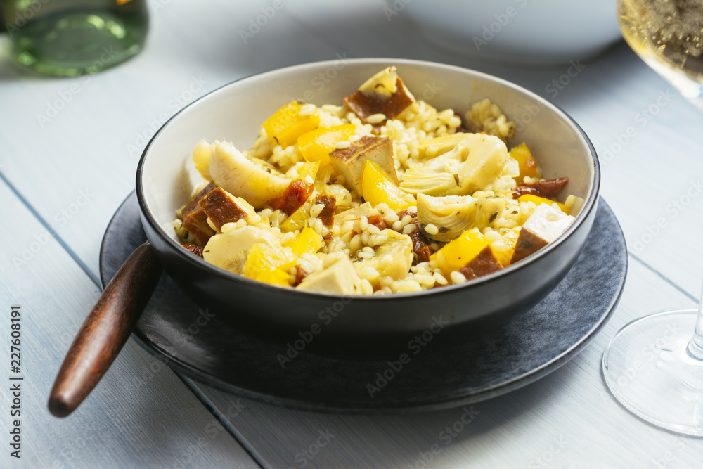 Artichoke Risotto with Sun-dried Tomatoes and Smokey Tofu Artichoke Risotto with Sun-dried Tomatoes and Smokey Tofu