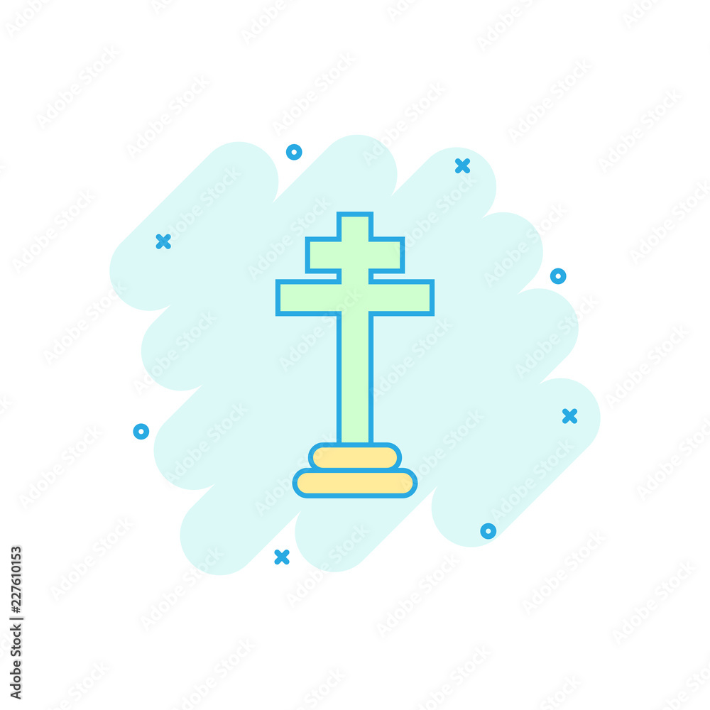 Vector cartoon halloween grave icon in comic style. Gravestone sign illustration pictogram. Rip business splash effect concept. Vector cartoon halloween grave icon in comic style. Gravestone sign illustration pictogram. Rip business splash effect concept.