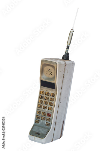vintage mobile phone isolated on white