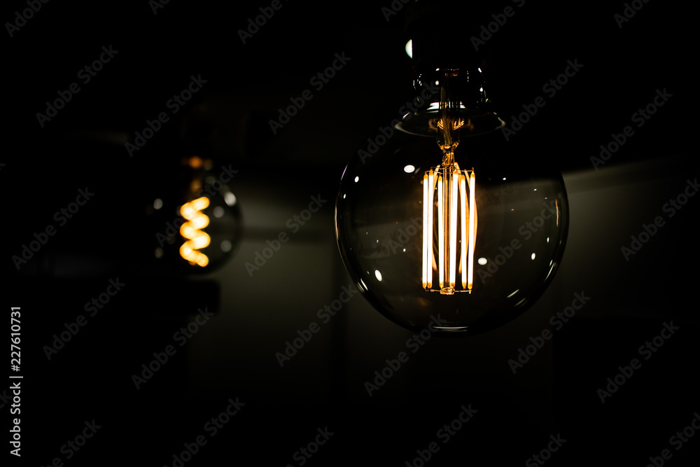 light bulb filament on a dark background
