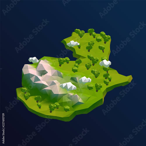 Guatemala Vector Low Poly 3D Cartoon Map