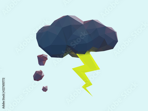 Depression. Depressing Dark Thought Cloud Concept Isolated Vector Illustration. 3D Rendering