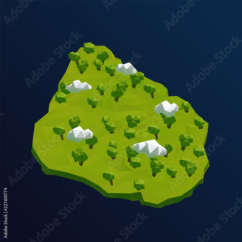 Uruguay Vector Low Poly 3D Cartoon Map