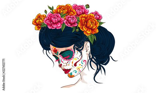 Obraz na plátně dia de los muertos day of the dead mexican holiday festival vector poster banner