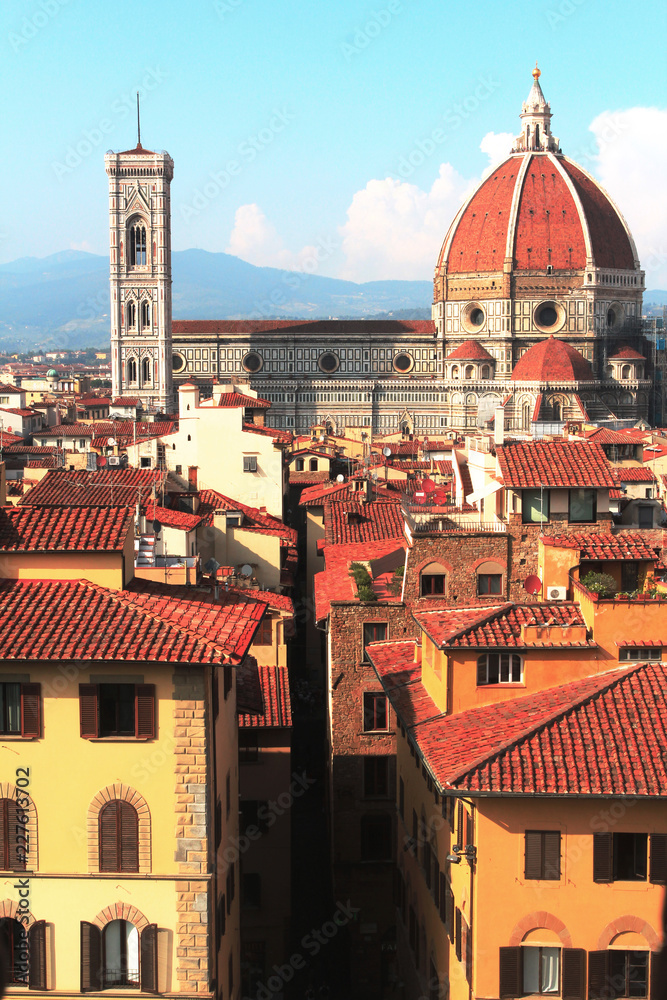 The Historic City of Florence, Italy with a backdrop of Cathedral of Santa Maria del Fiore