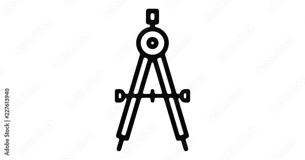 Measuring compass line icon motion graphic animation with alpha channel. Measuring compass line icon motion graphic animation with alpha channel.
