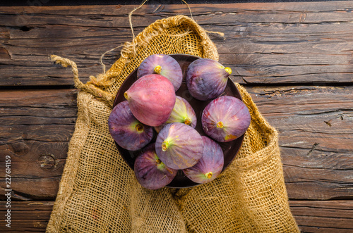 Fresh figs on wood board