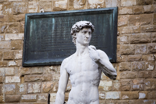 Part of replica of David statue at Palazzo Vecchio in Florence, Italy. photo