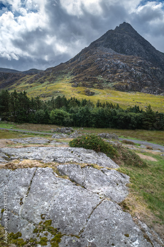 Stunning landscape image of countryside around Llyn Ogwen in Snowdonia during early Autumn photo