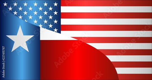 Flag of USA and Texas state - Illustration, 
Mixed Flags of the USA and Texas