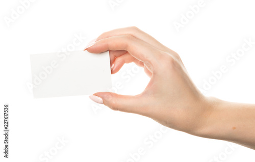 hand holding blank card