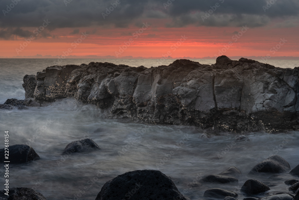 Sunrise over the rocks.