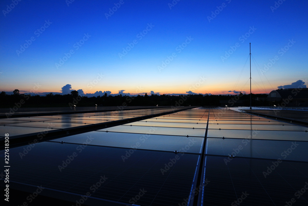 Solar PV Rooftop Beautiful Clear and Dawn Sky
