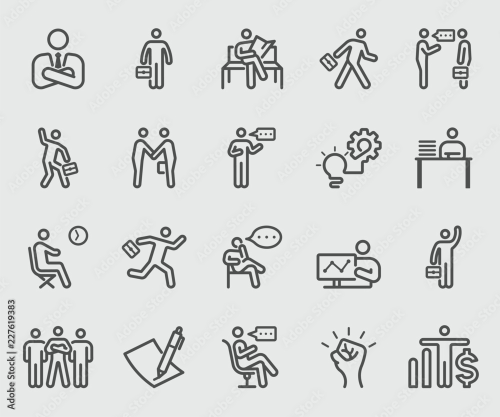 Line icons set for Businessman