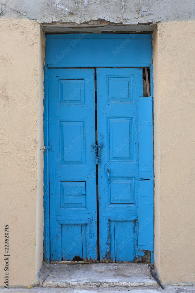 Greek painted blue doors