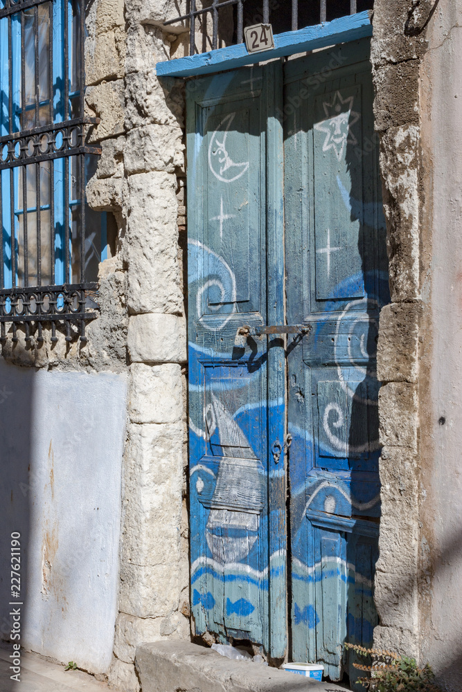 Greek painted blue doors
