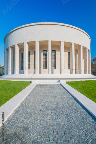 Zagreb, Croatia, monumental art gallery and beautiful green park in center of Croatian capital photo