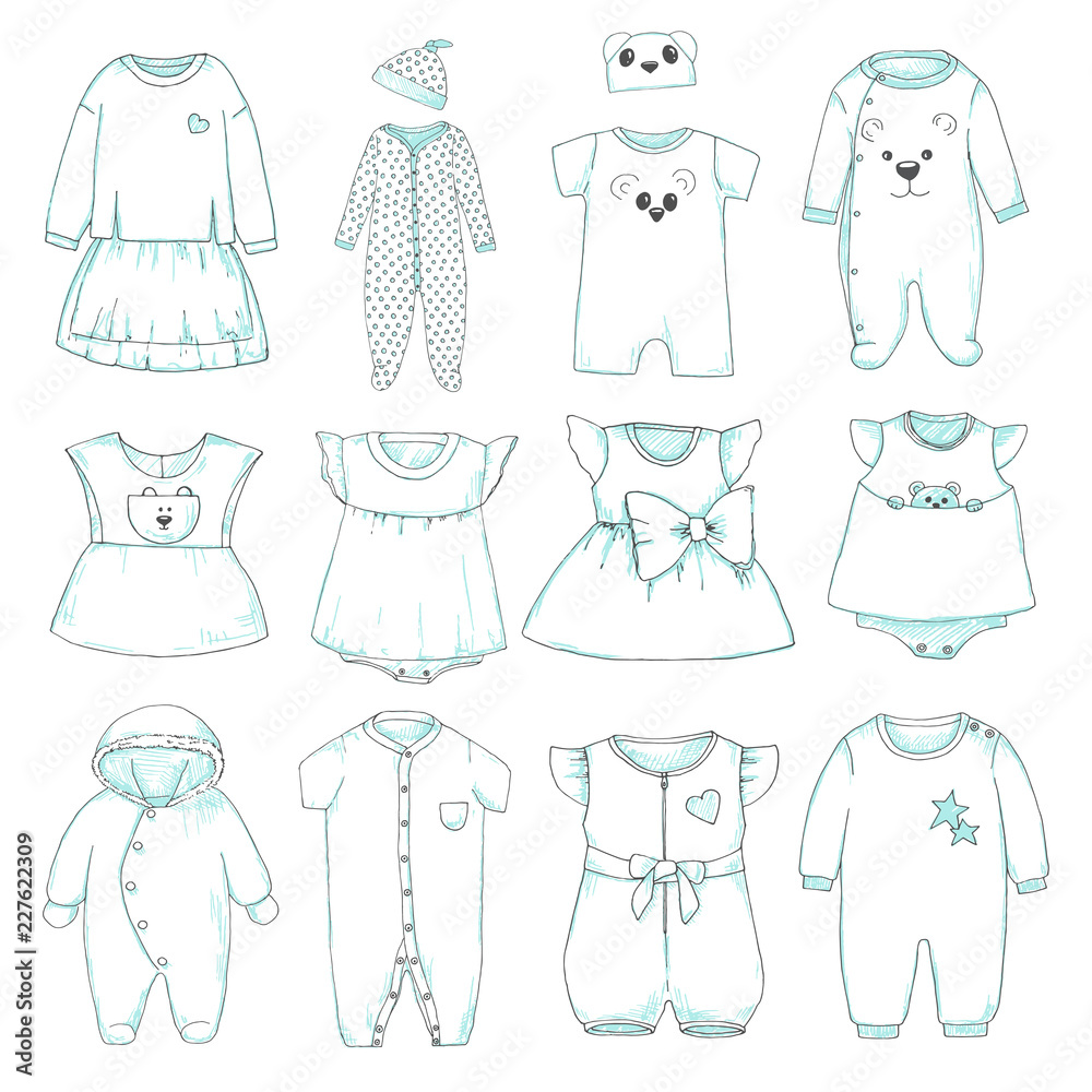 Set of different children's clothing. Can be used as clothes for paper ...