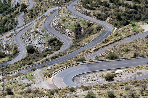 Zigzag road in the mountains in the Spain.