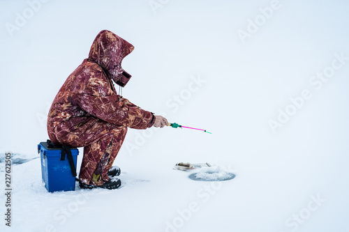 Winter Ice Fishing on the Lake